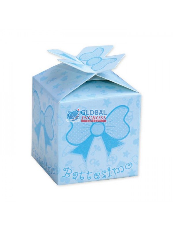 SCATOLA CUBO BATTESIMO CELESTE 5x5