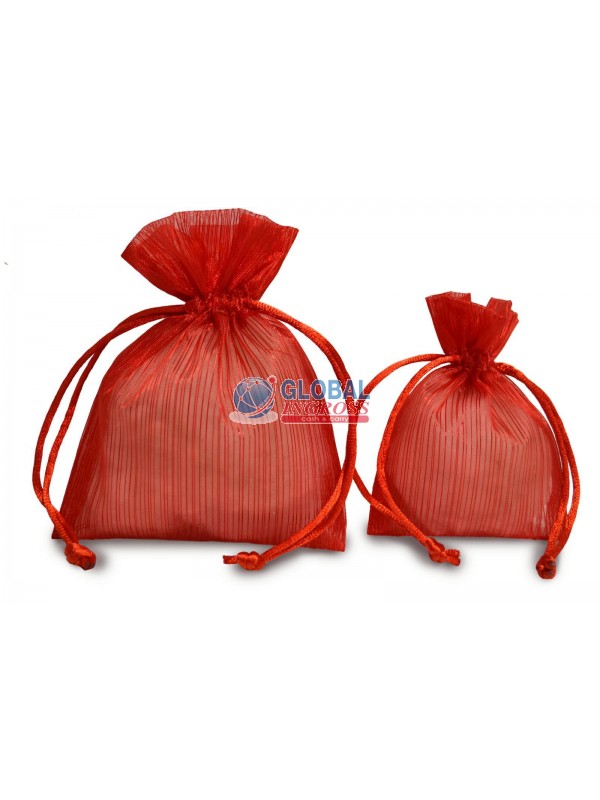 SACCHETTO RIGATO ROSSO 7x10