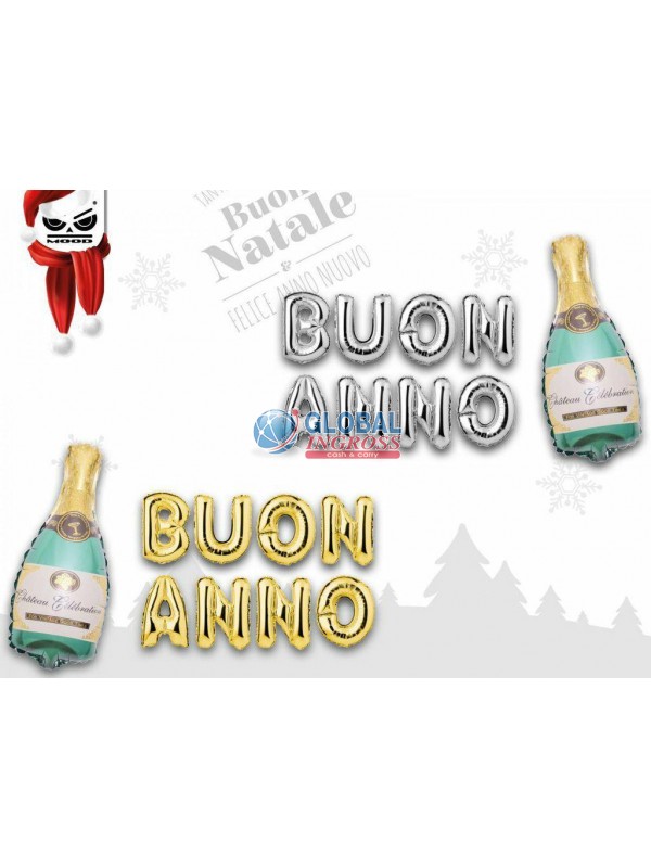 SET PALLONCINI BUON ANNO C/BOTTIGLIA