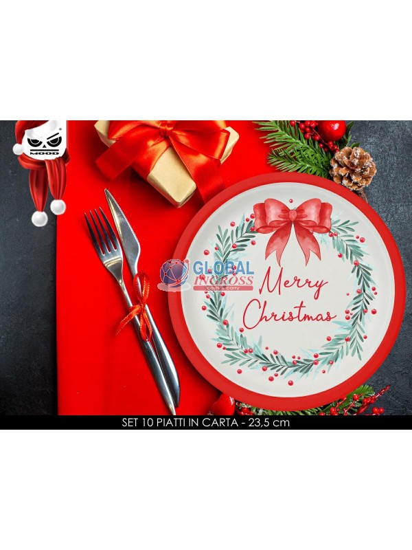 PARTY PIATTI MERRY CHRISTMAS 10pz
