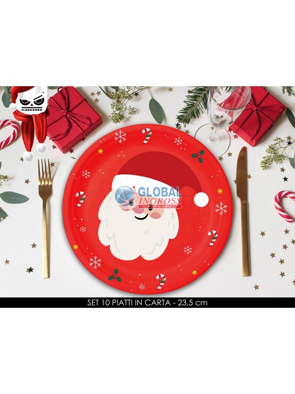 PARTY PIATTI NATALE BABBO 10pz