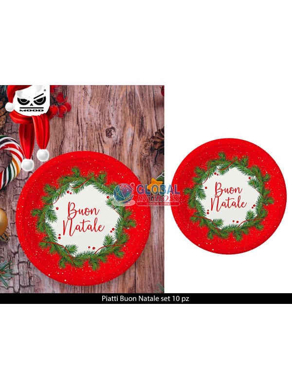 PARTY PIATTI BUON NATALE 10pz