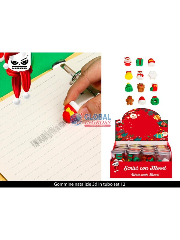 GOMMINE NATALE 3D IN TUBO 12pz